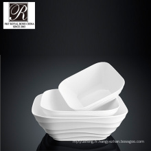 Hotel ocean line fashion elegance assiette carrée en porcelaine blanche PT-T0610